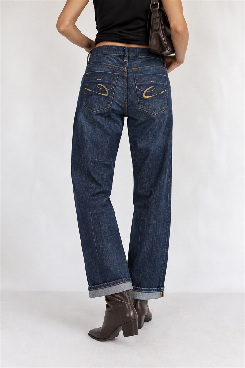 Bootcut Flare Nakışlı Jean Pantolon