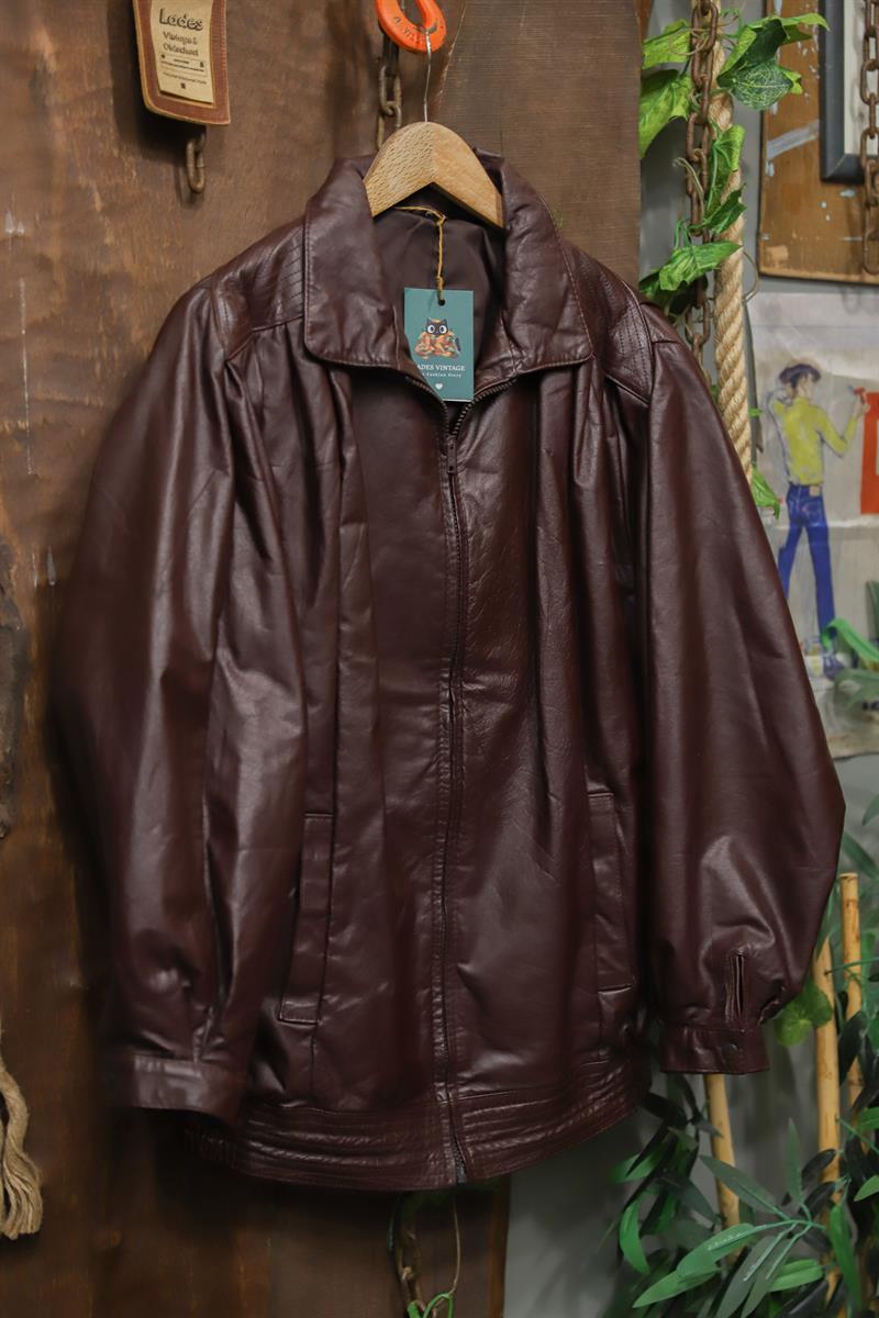 Bordo 90s Bomber Deri Ceket