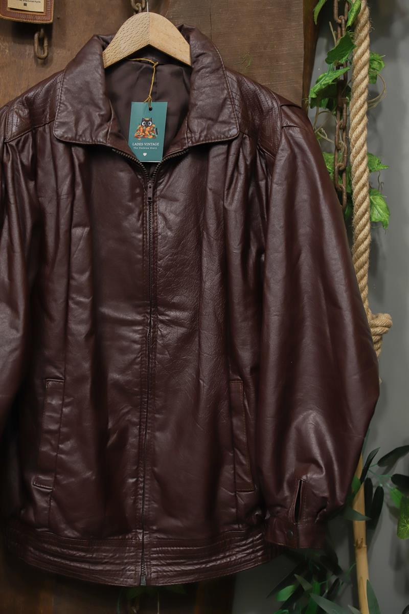 Bordo 90s Bomber Deri Ceket