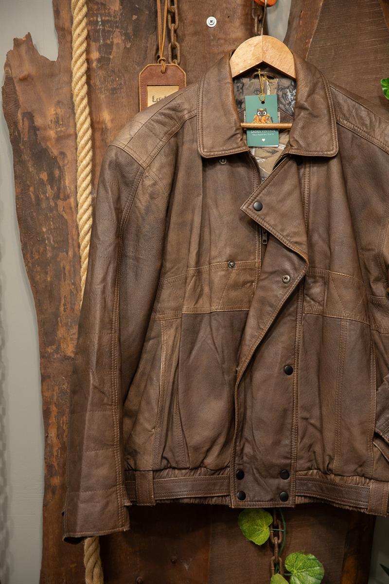 Brown 90s Bomber Deri Ceket