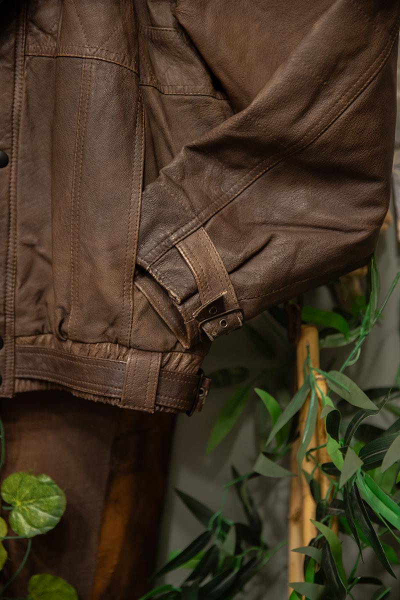 Brown 90s Bomber Deri Ceket