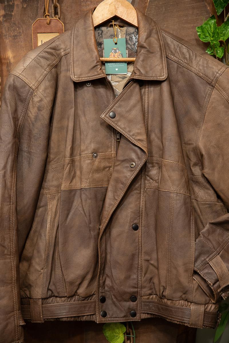 Brown 90s Bomber Deri Ceket