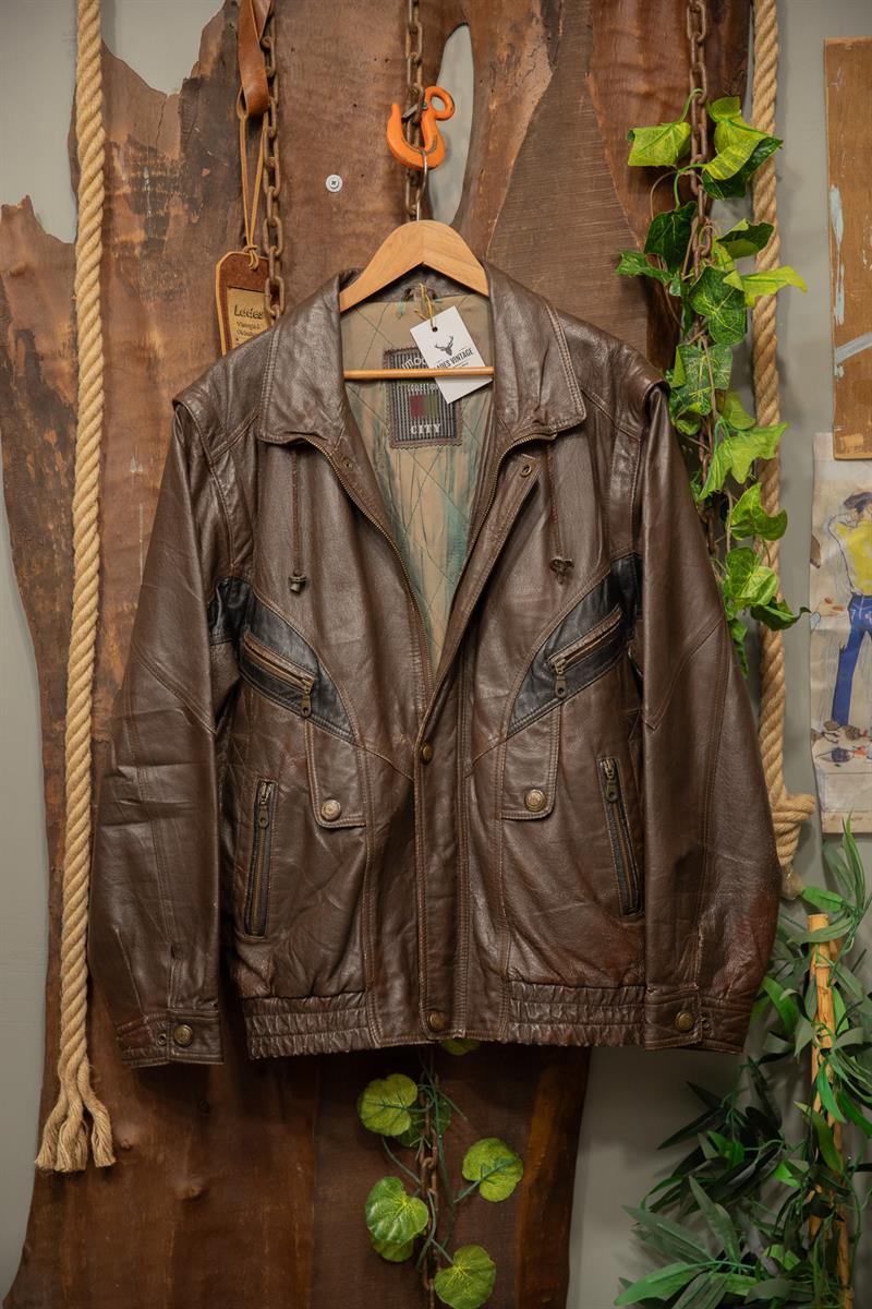 Brown 90s Classic Bomber Deri Ceket