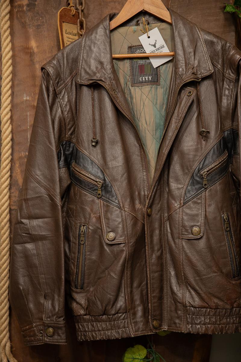 Brown 90s Classic Bomber Deri Ceket
