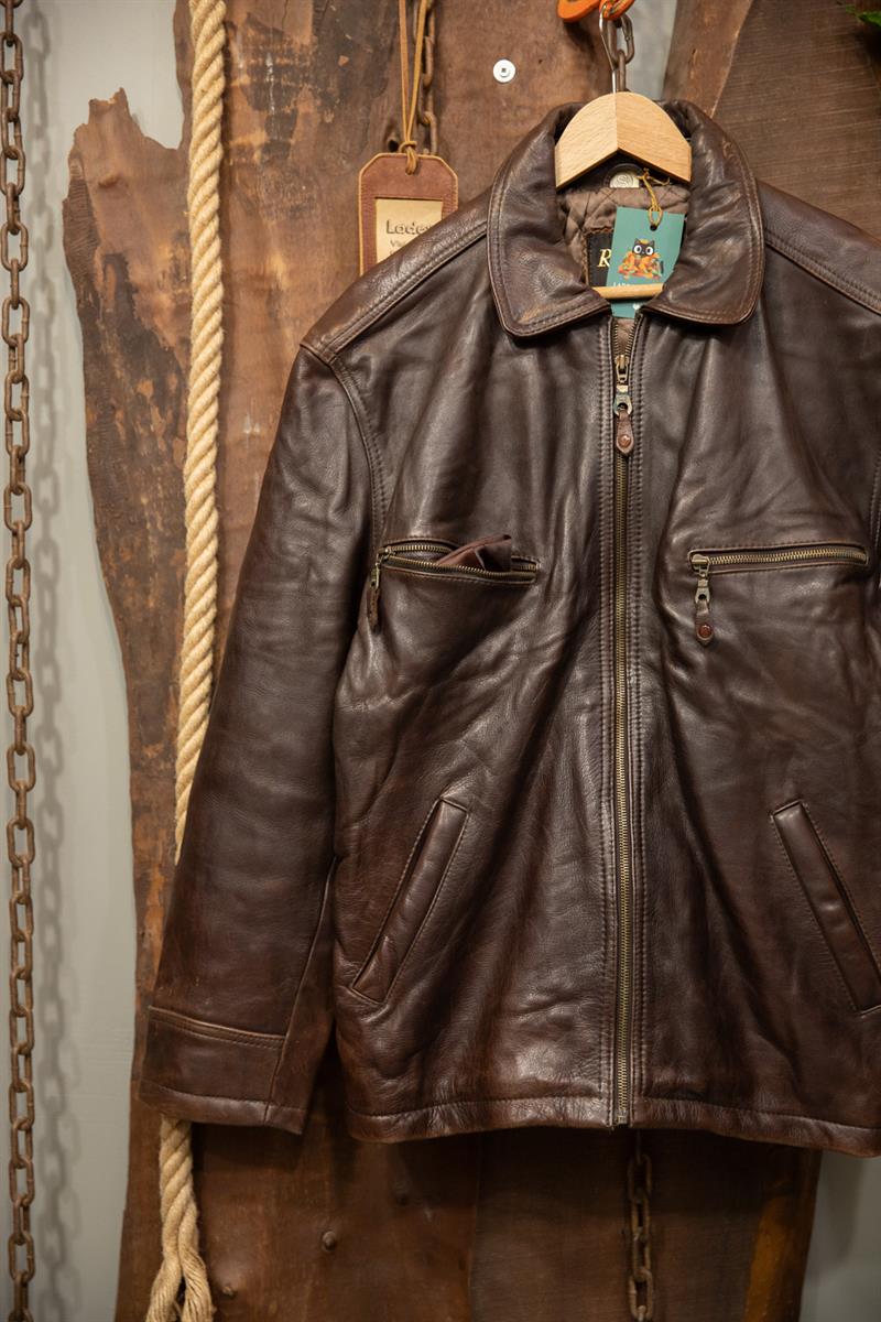 Brown 90s Klasik Biker Deri Ceket