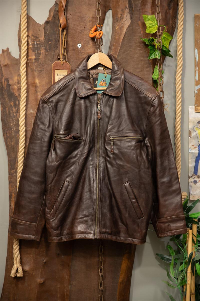 Brown 90s Klasik Biker Deri Ceket