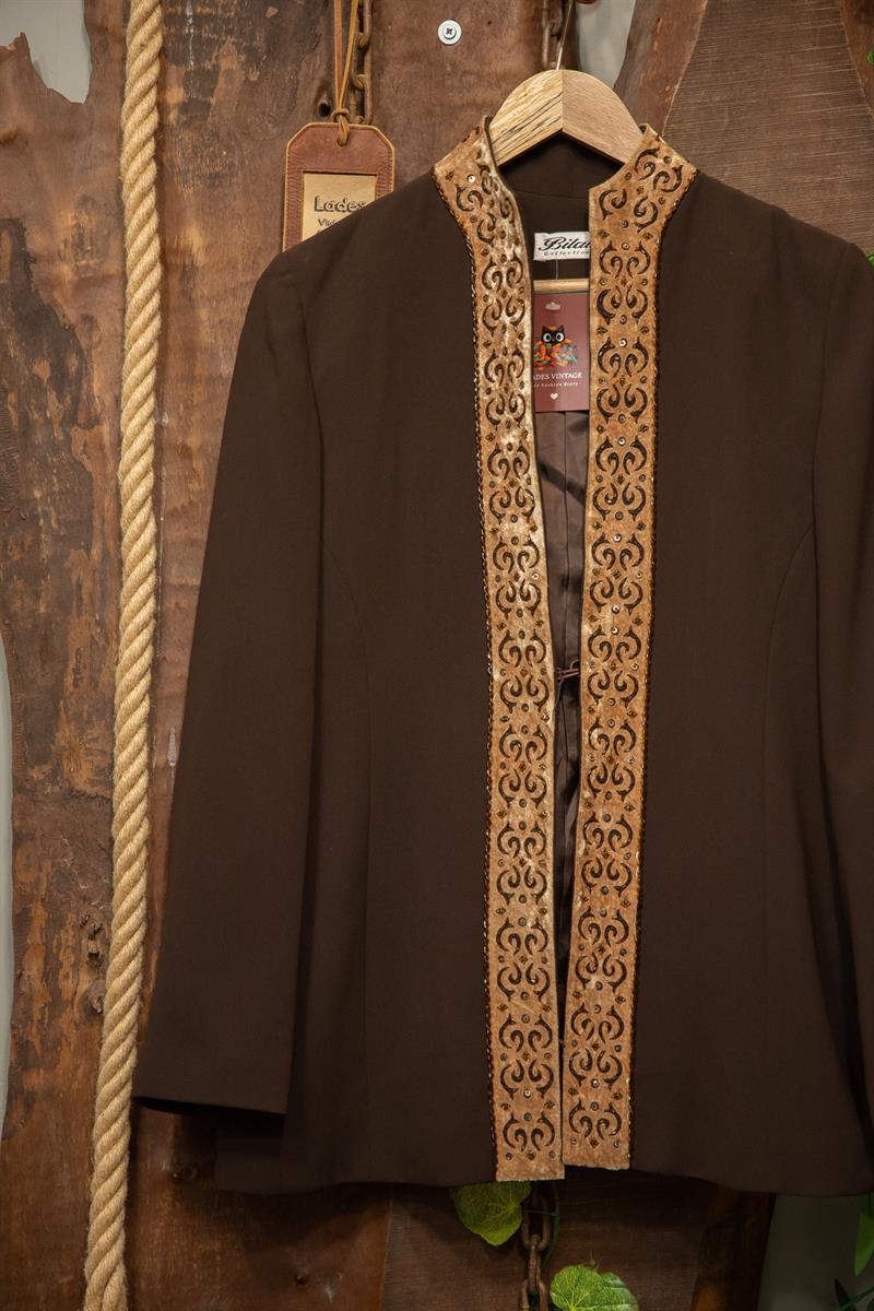 Brown Boho Yaka Detay 90s Ceket