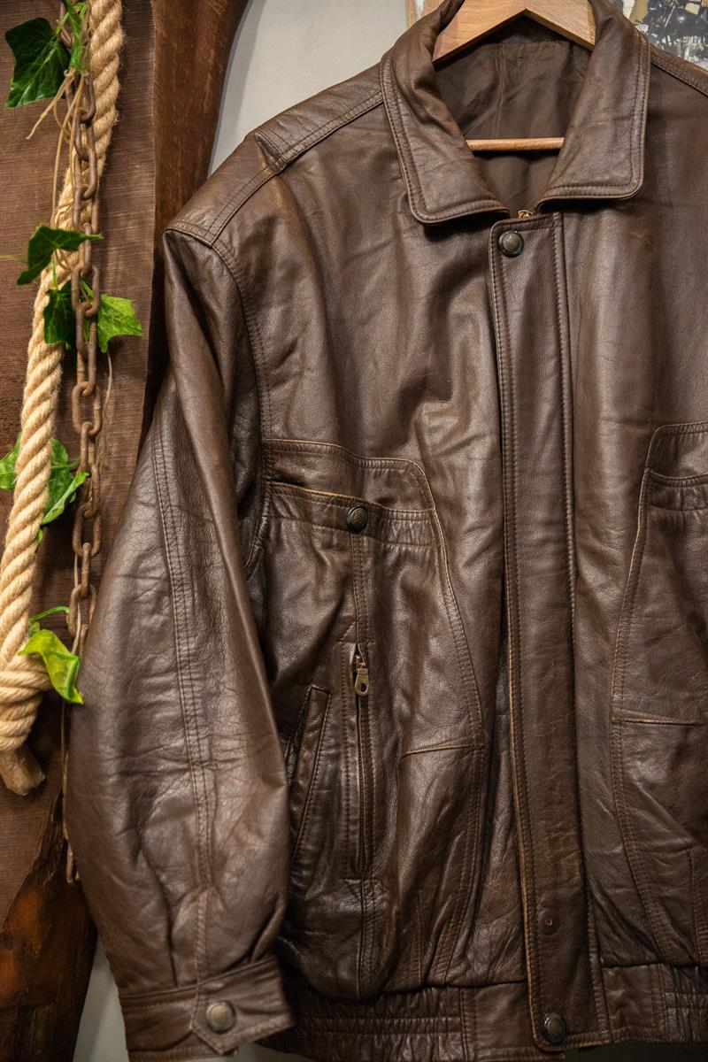 Brown Bomber Deri Ceket
