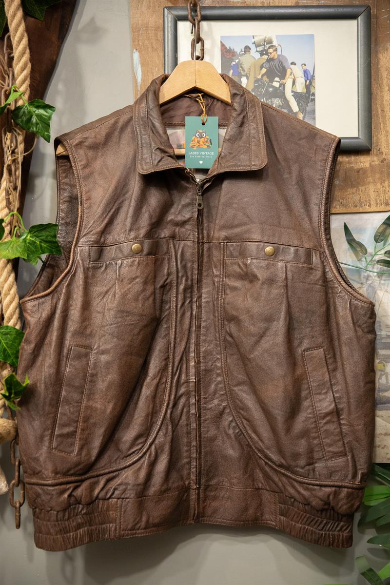 Brown Bomber Deri Yelek