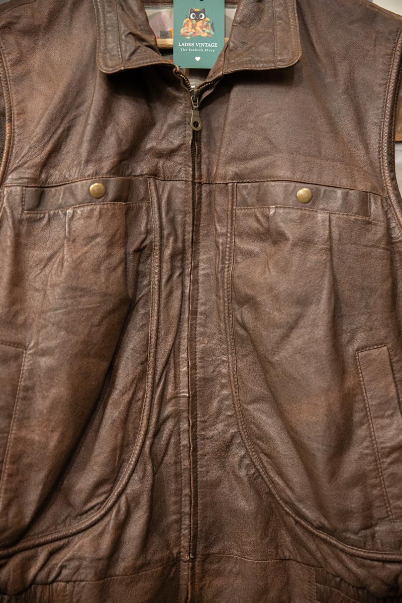 Brown Bomber Deri Yelek