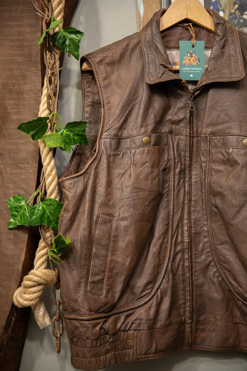 Brown Bomber Deri Yelek