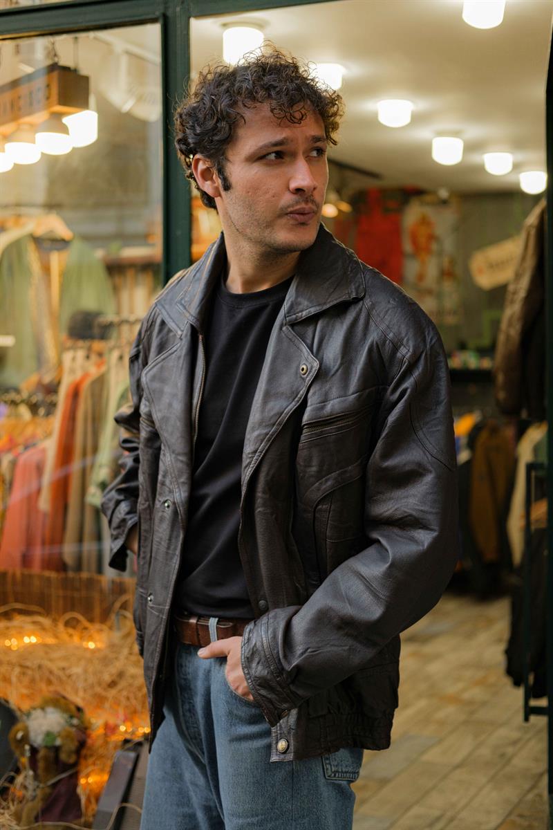 Brown Bomber Vintage Unisex Deri Ceket