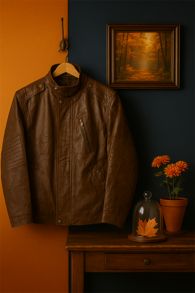 Brown Classic Coat Deri Ceket