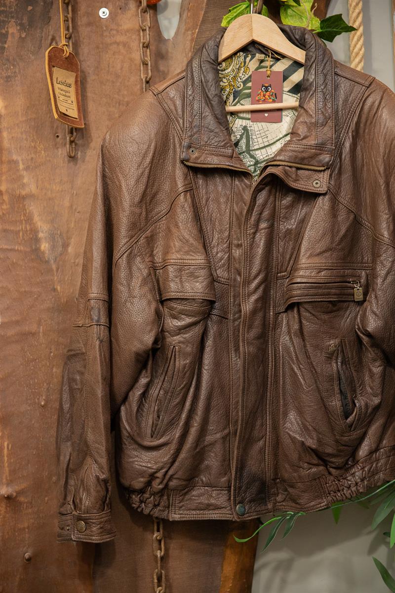 Brown Oversize Deri Ceket