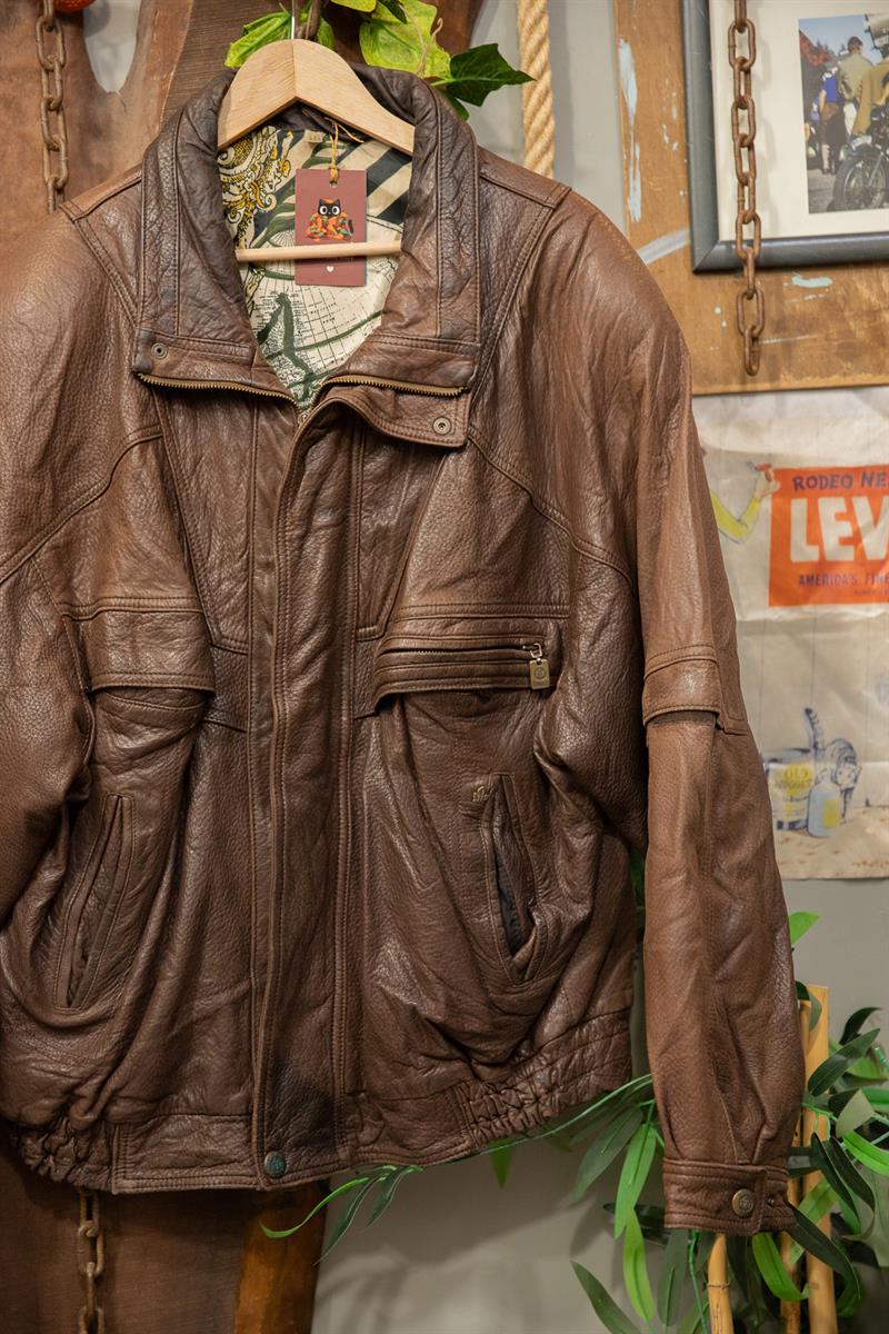 Brown Oversize Deri Ceket
