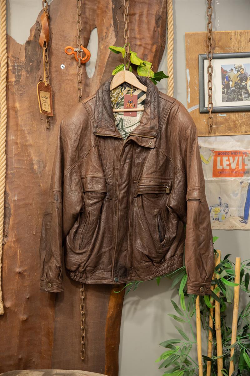 Brown Oversize Deri Ceket