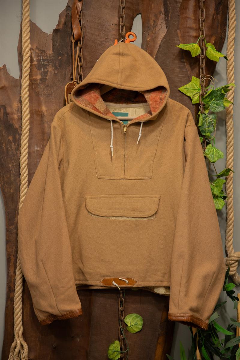 Brown Oversize Wool 90s Hoodie 