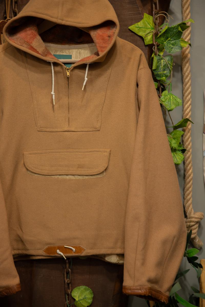 Brown Oversize Wool 90s Hoodie 