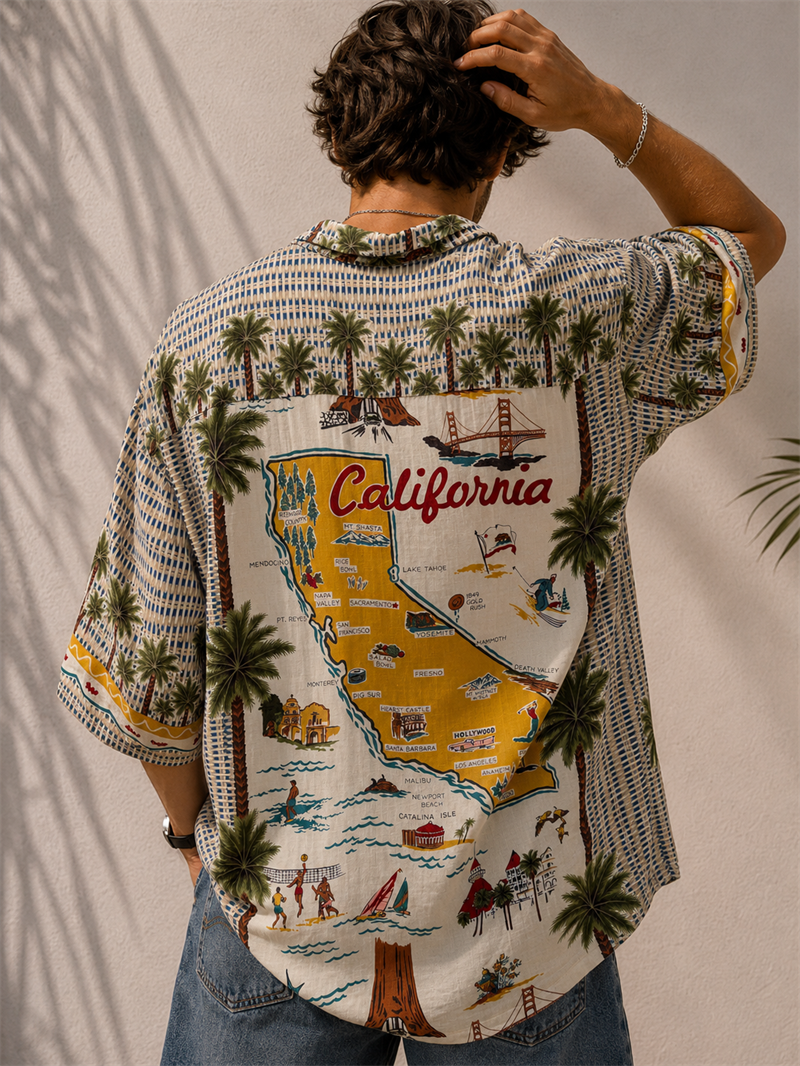 California Map Hawaii Gömlek