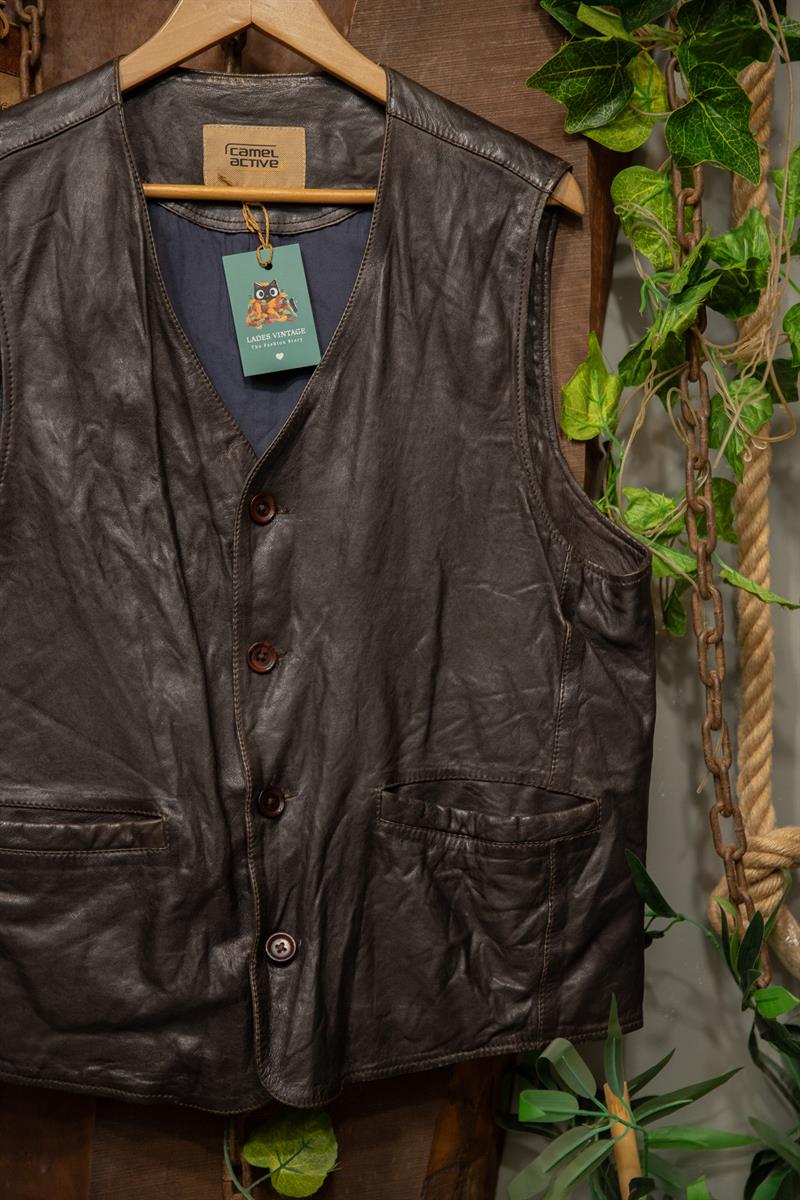 Camel Active Original Acı Kahve Deri Yelek