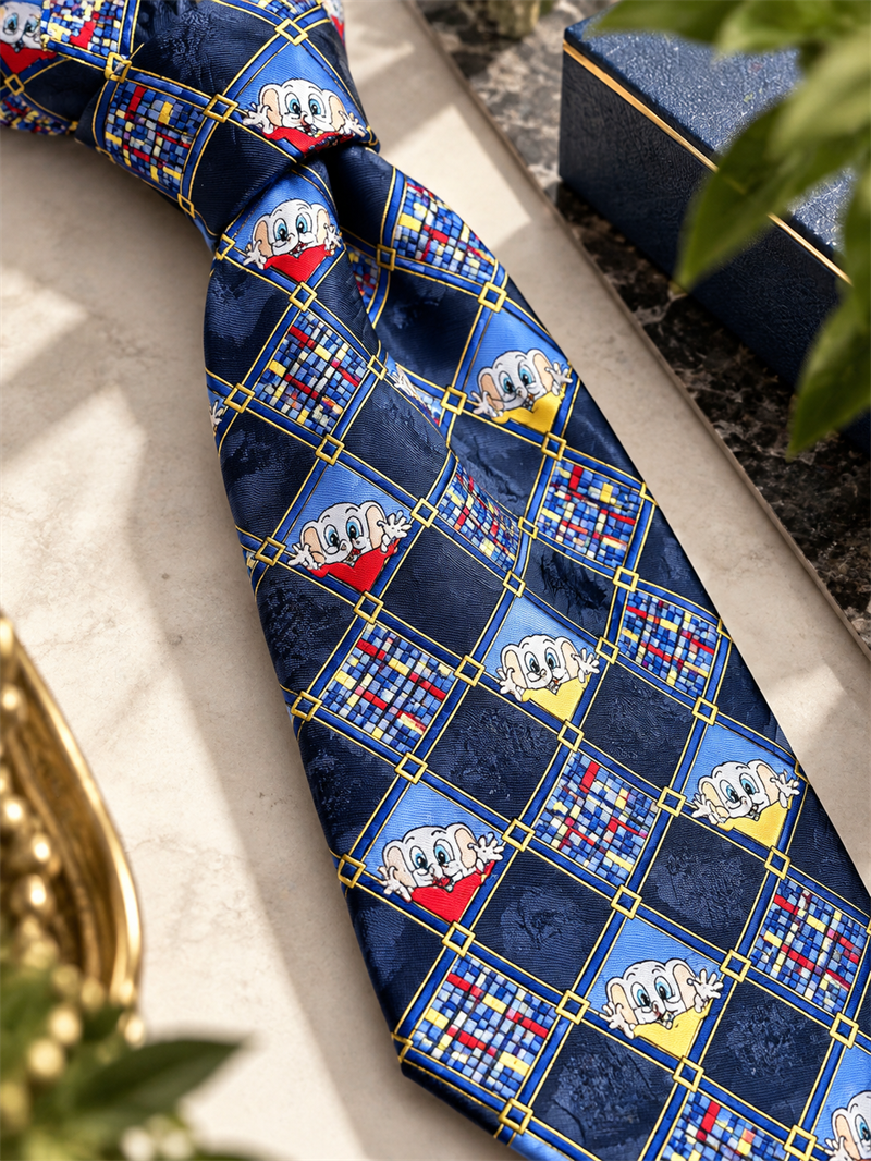 Cartoon Elephant Print Kravat