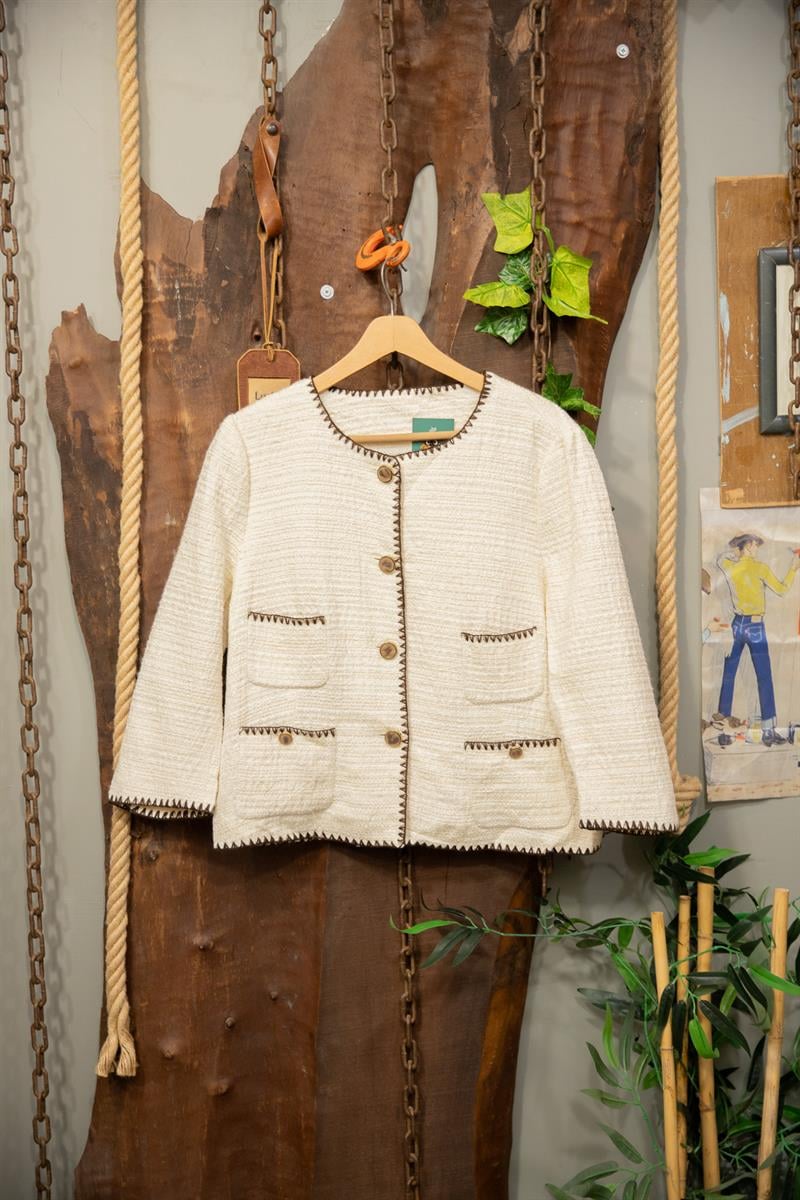 Chanel Style Krem Blazer Ceket