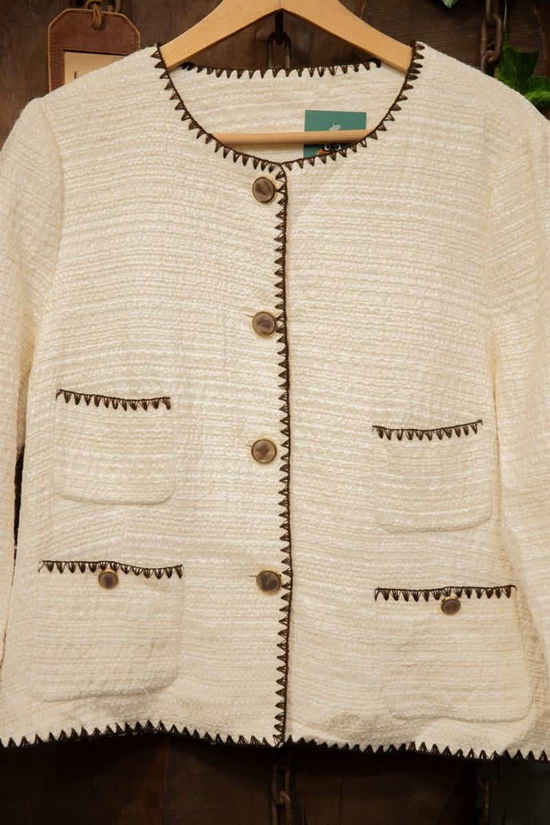 Chanel Style Krem Blazer Ceket