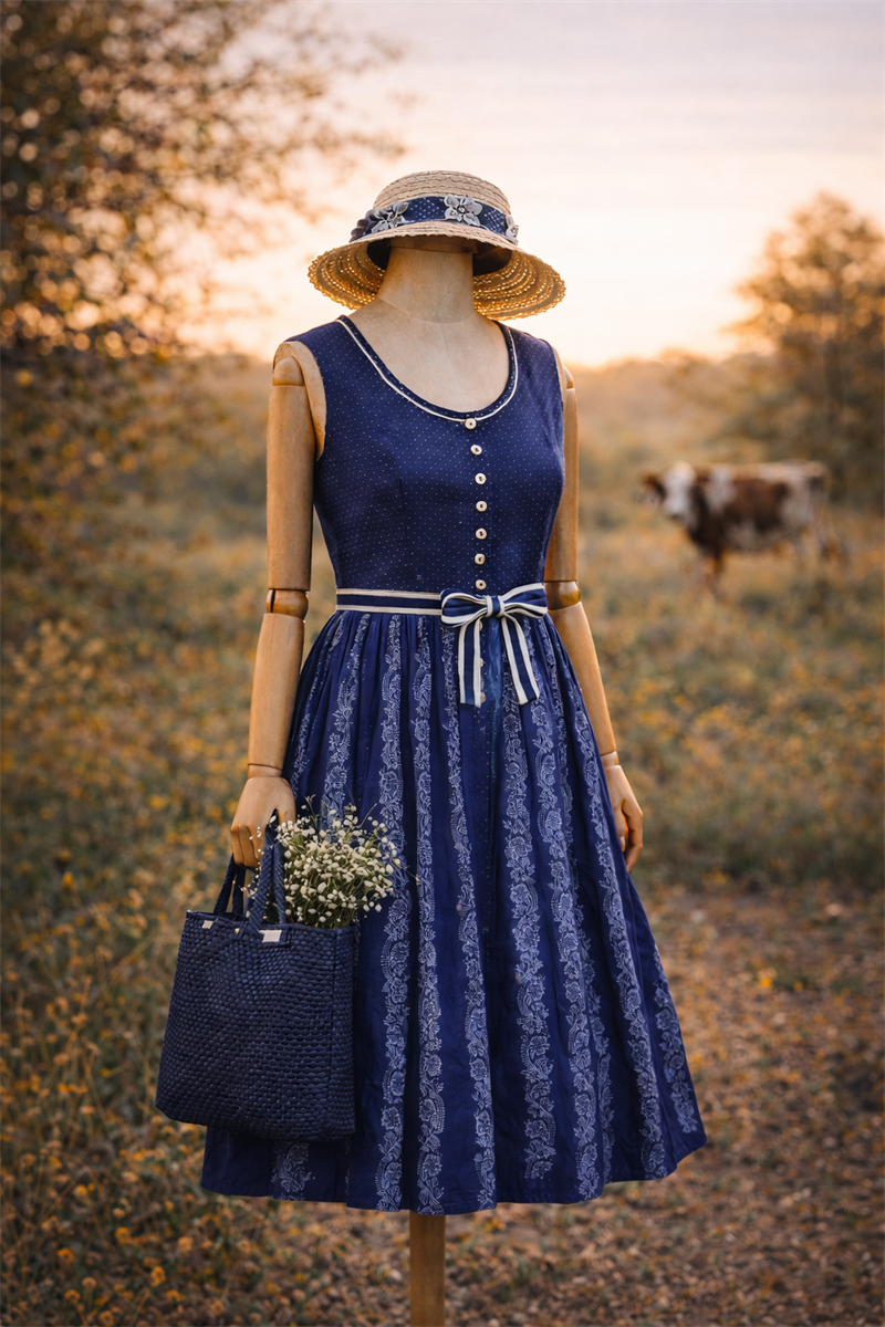 Classic 80s Alpine Moser Polka Dönem Elbise