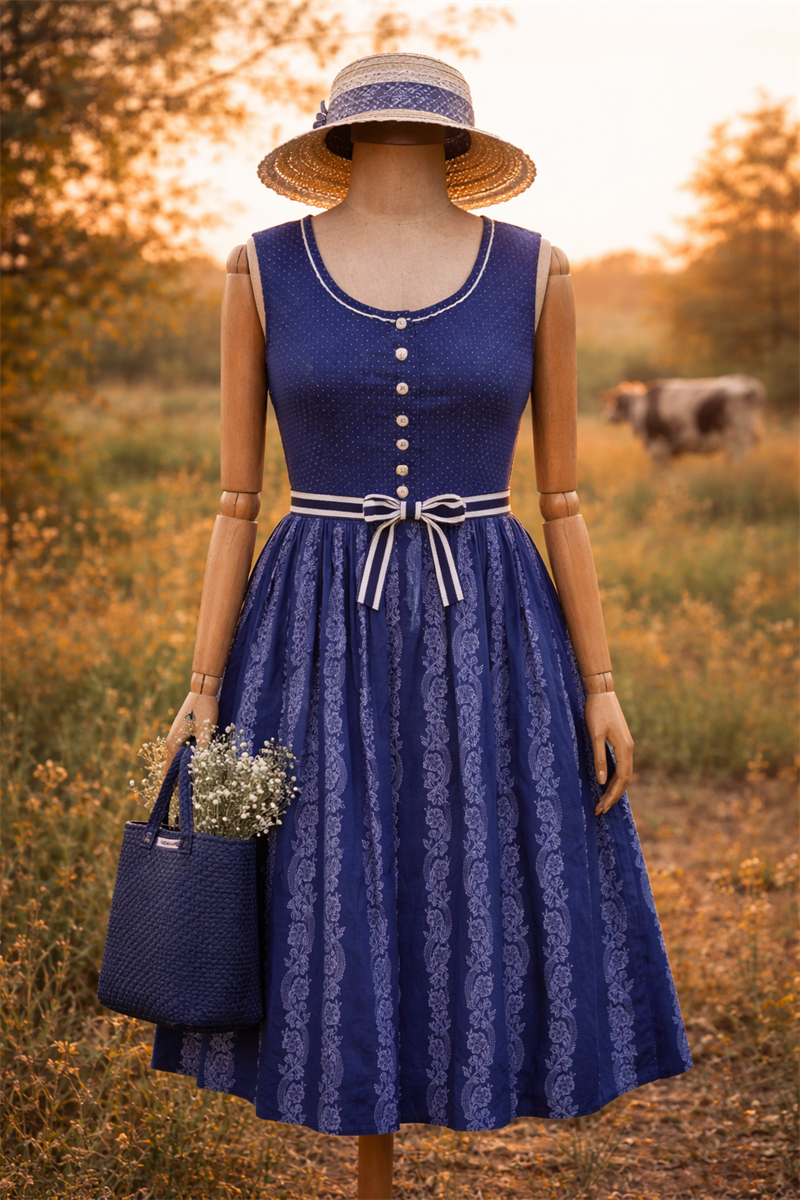 Classic 80s Alpine Moser Polka Dönem Elbise