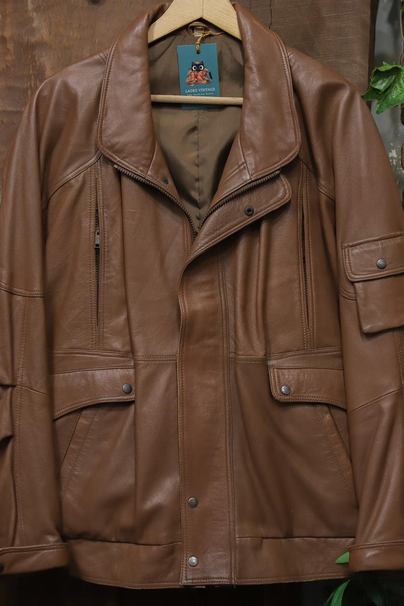 Classic 80s Brown Bomber Deri Ceket