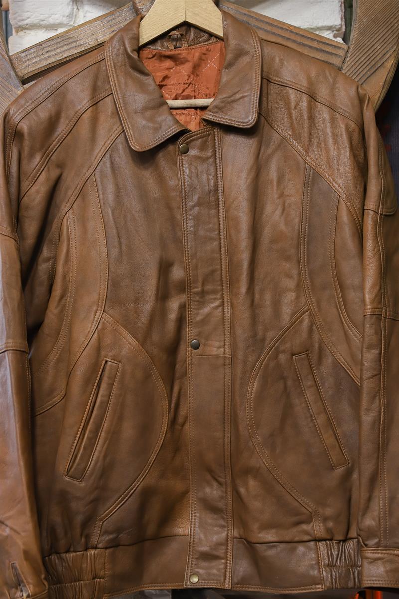 Classic 90s Brown Bomber Deri Ceket