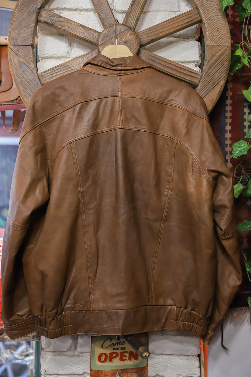 Classic 90s Brown Bomber Deri Ceket