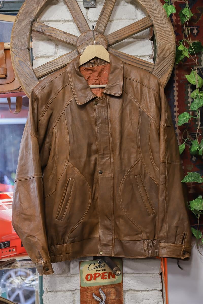 Classic 90s Brown Bomber Deri Ceket