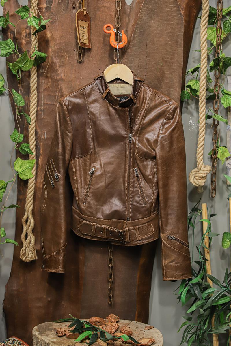Classic 90s Brown Moto Deri Ceket