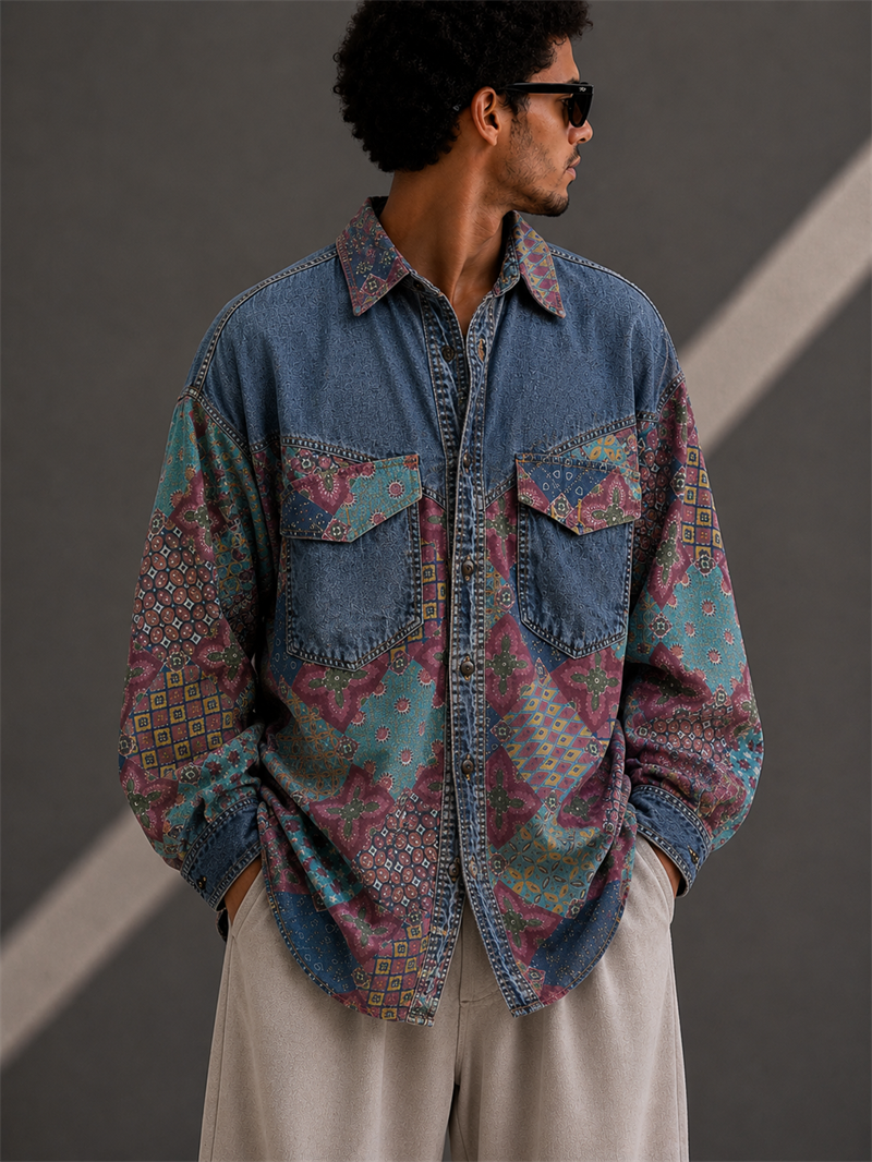 Classic Bohemian Denim Gömlek