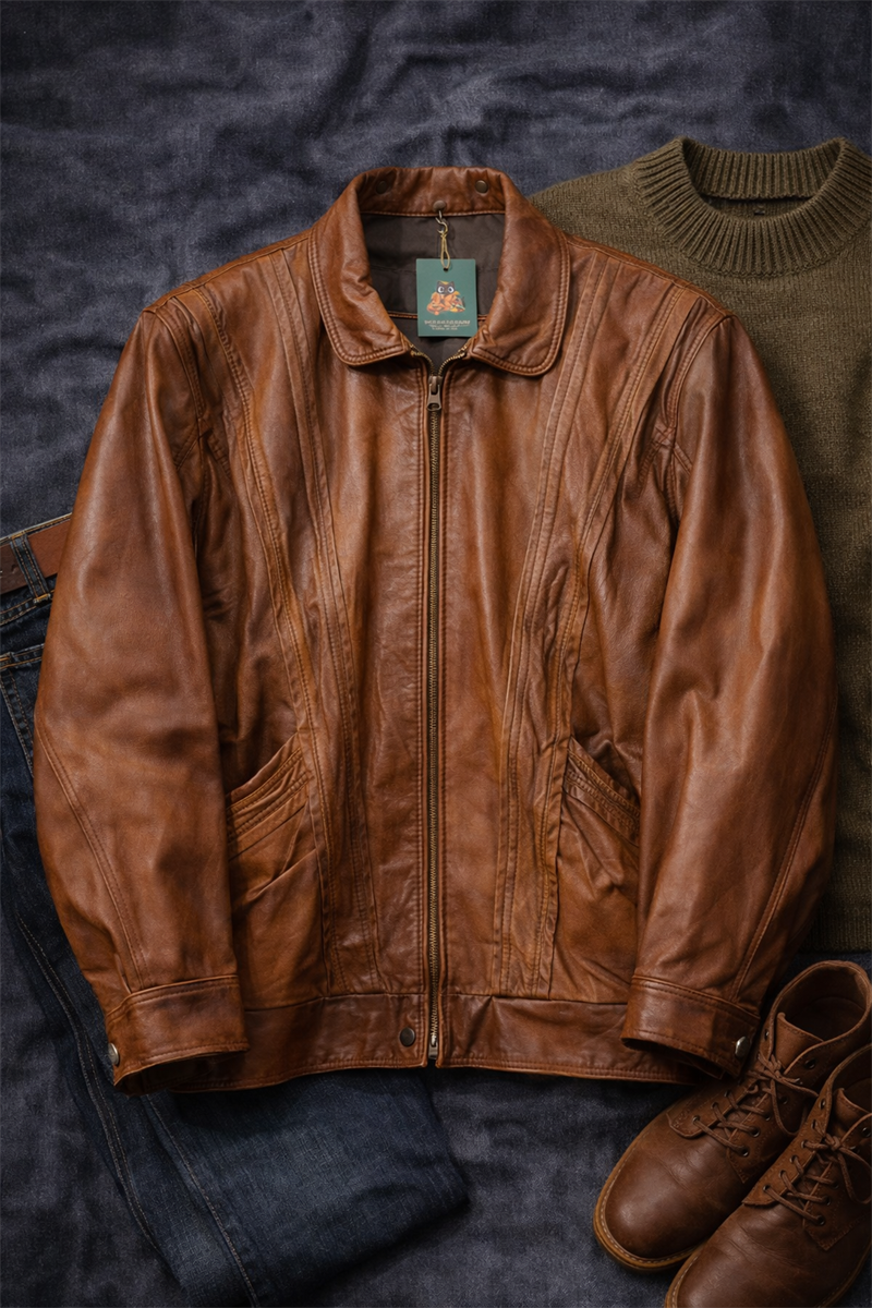 Classic Brown Bomber Deri Ceket