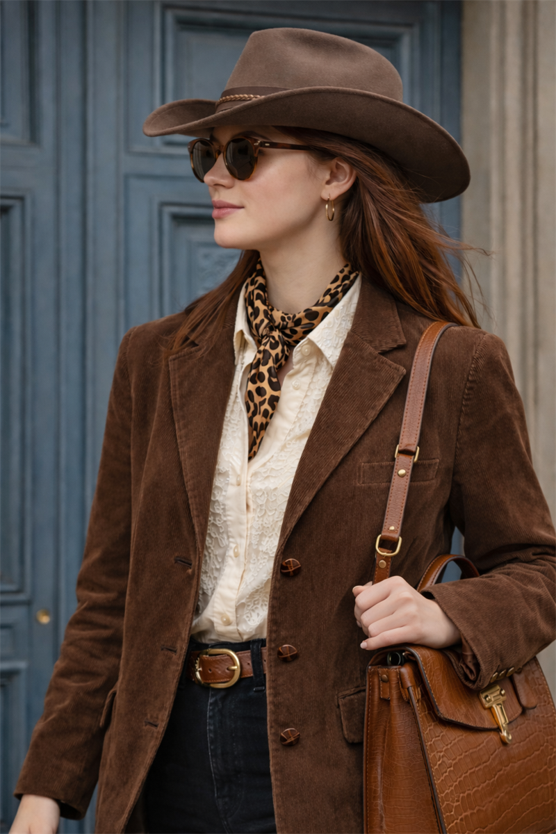 Classic Brown Kadife Blazer Ceket