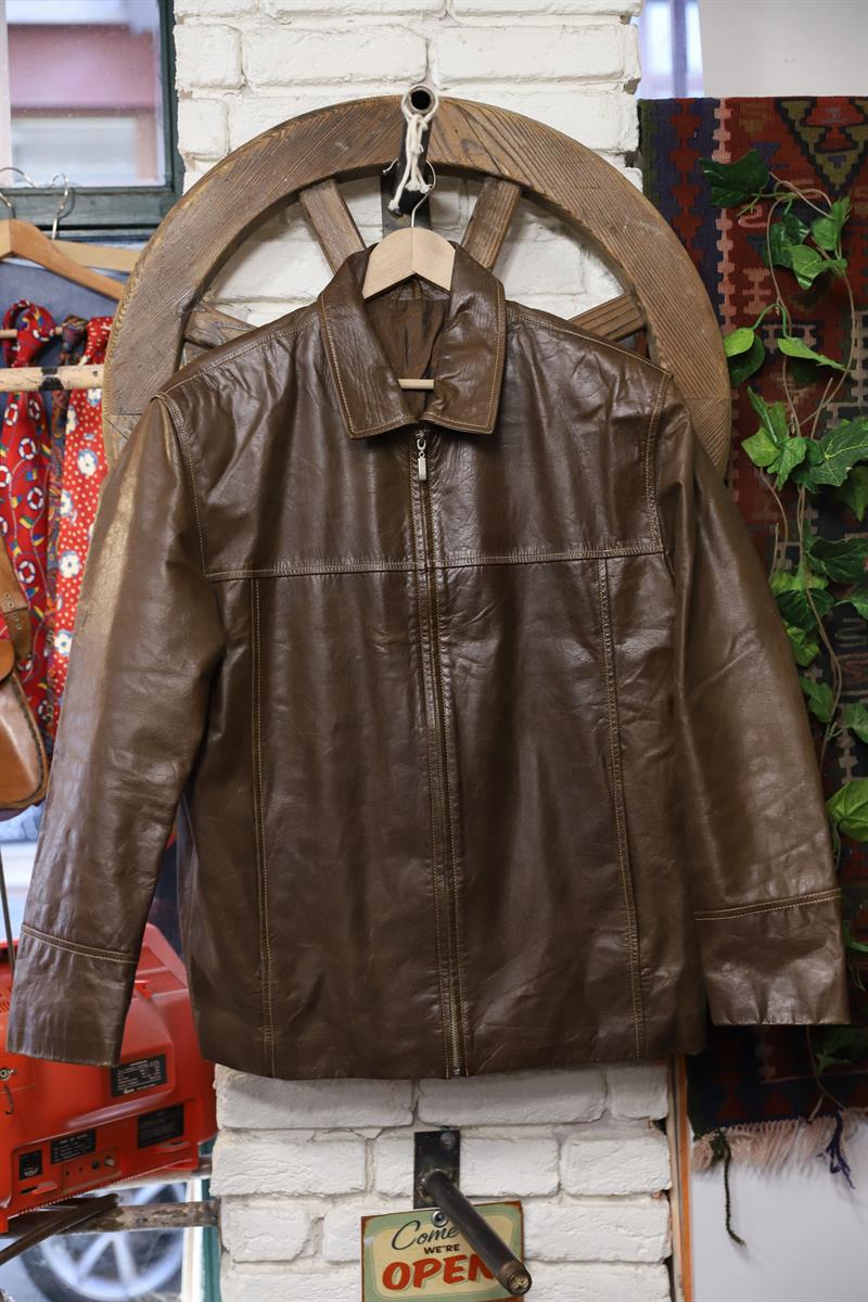 Classic Brown Moto Biker Deri Ceket