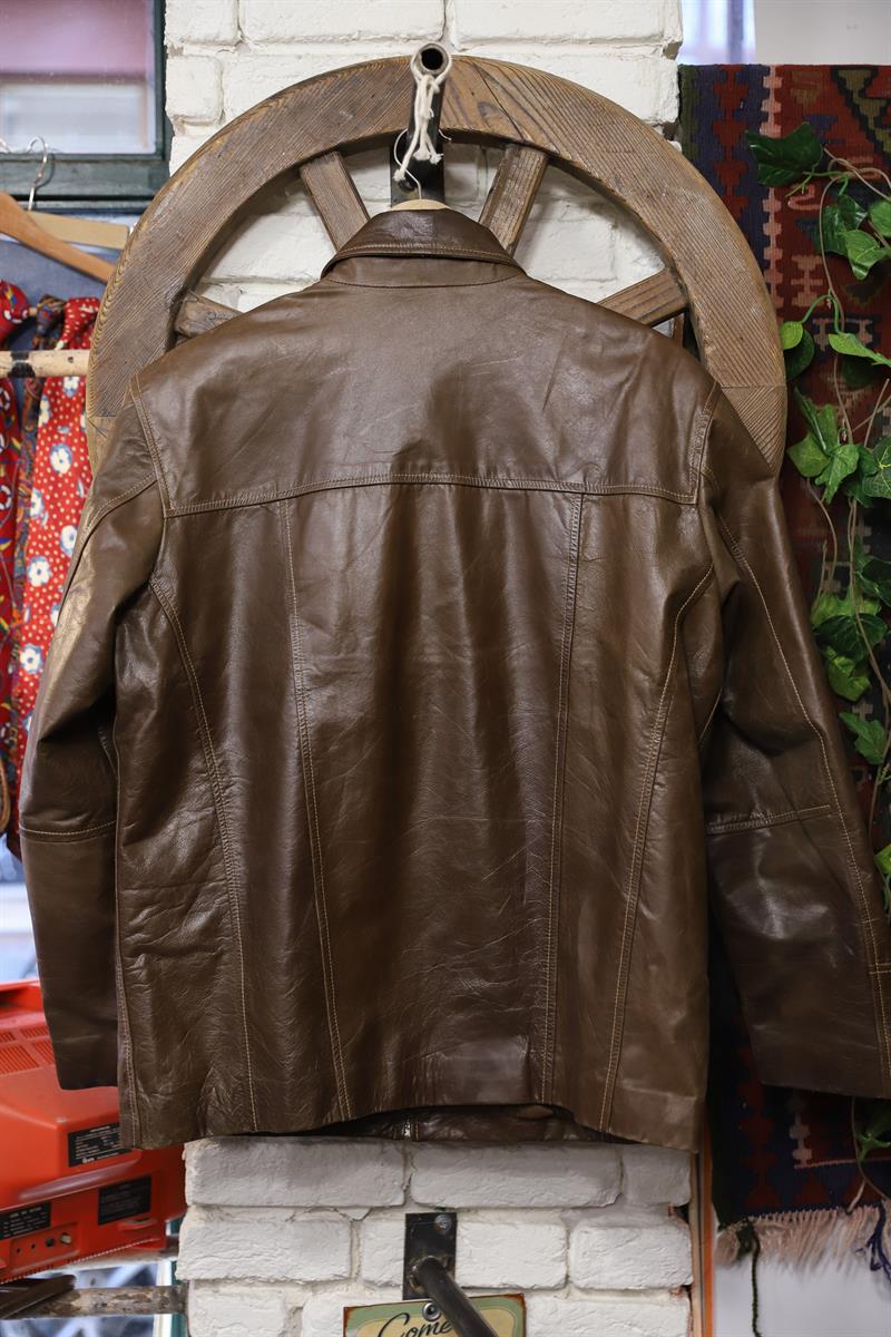 Classic Brown Moto Biker Deri Ceket