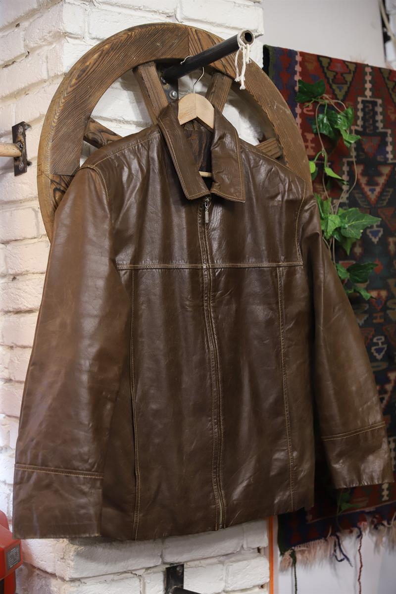 Classic Brown Moto Biker Deri Ceket