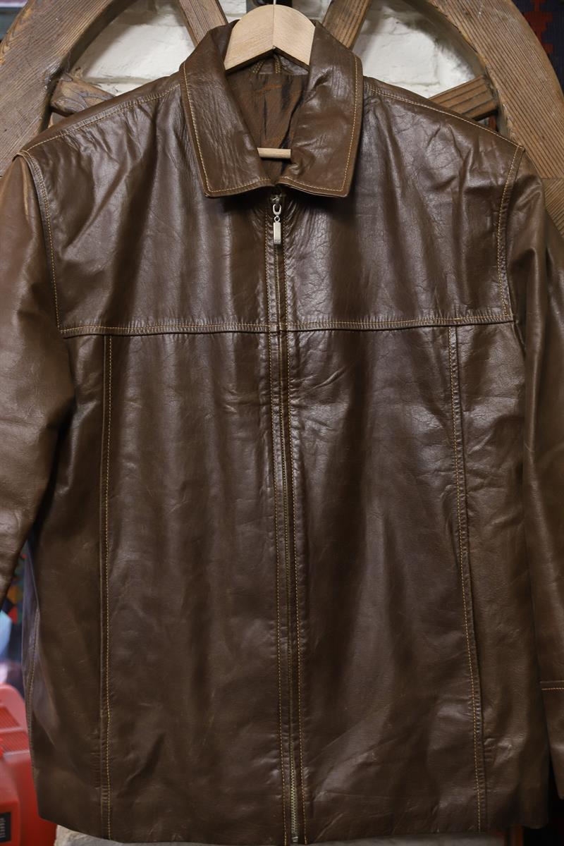 Classic Brown Moto Biker Deri Ceket