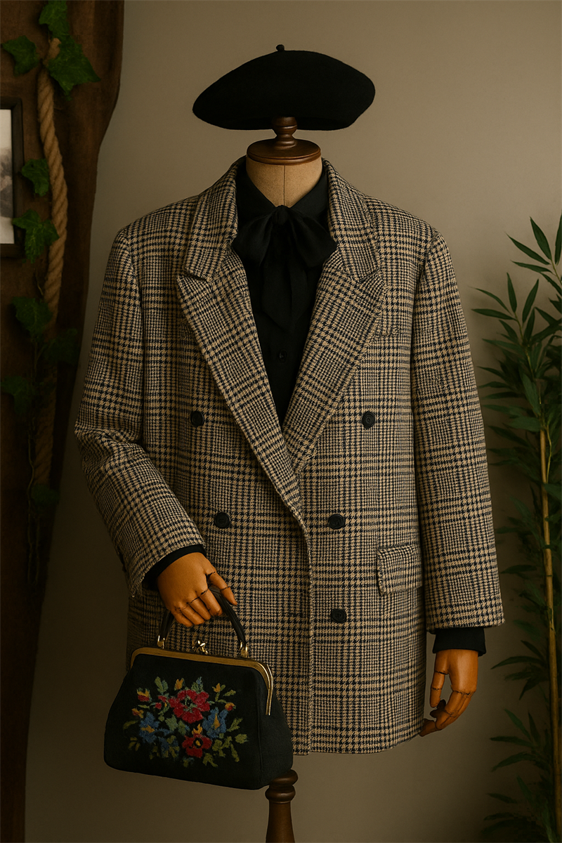 Classic Ekoseli Blazer Ceket