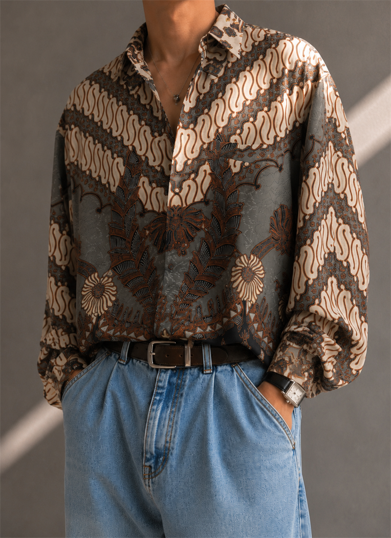 Classic Etnik Oversize Gömlek