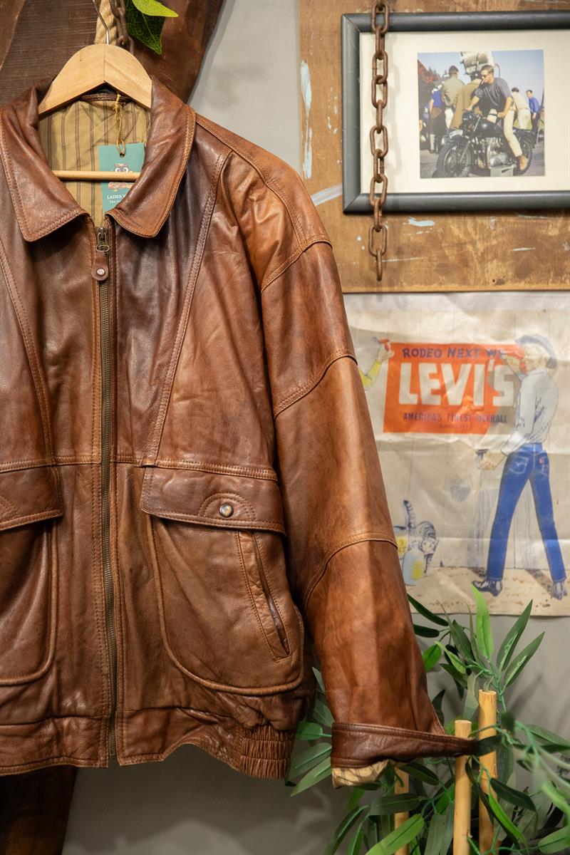 Classic Kahve Bomber Deri Ceket