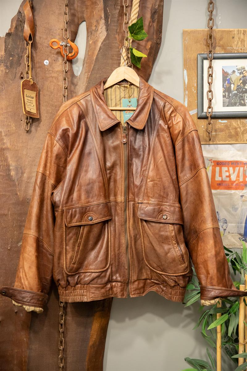 Classic Kahve Bomber Deri Ceket