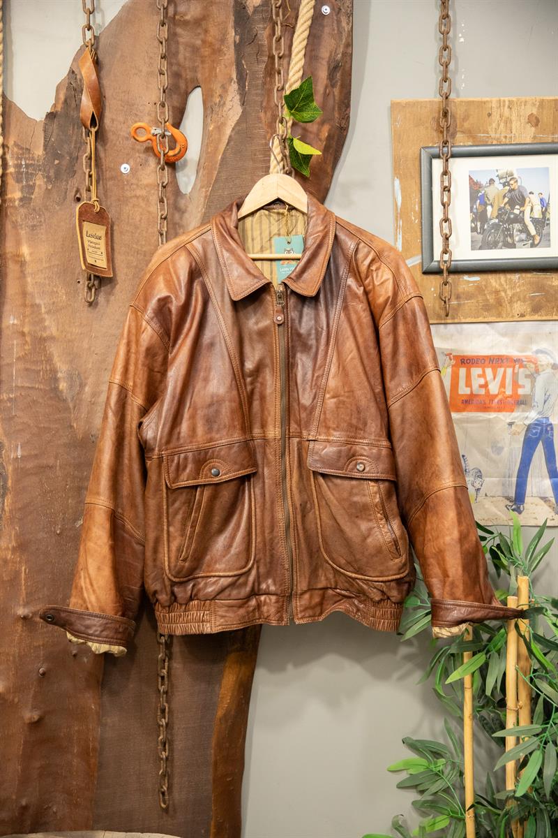 Classic Kahve Bomber Deri Ceket