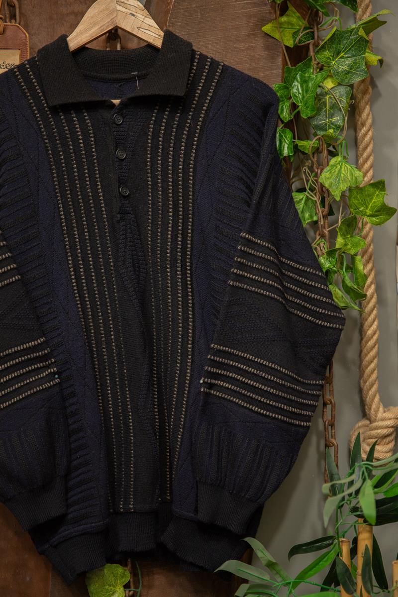 Classic Navy Polo Yaka Kazak