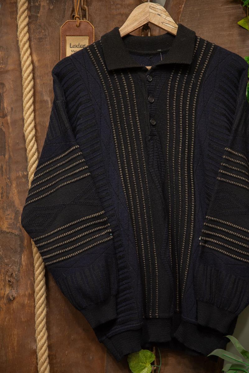 Classic Navy Polo Yaka Kazak