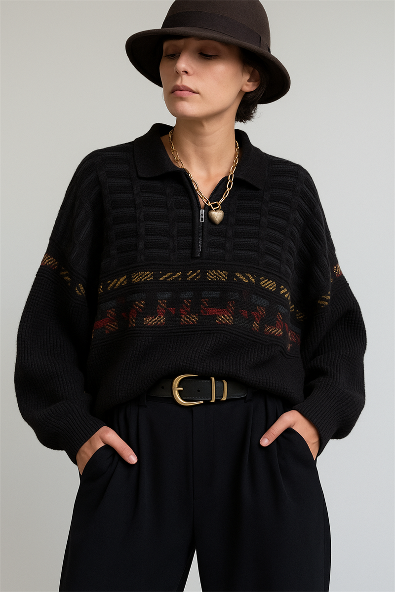Classic Yaka Örgü Kazak