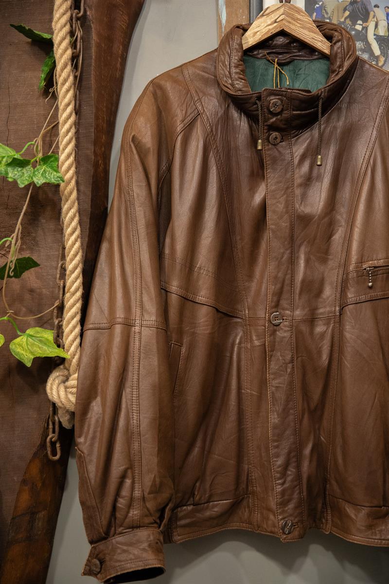 Coffee İtalian Bomber Deri Ceket